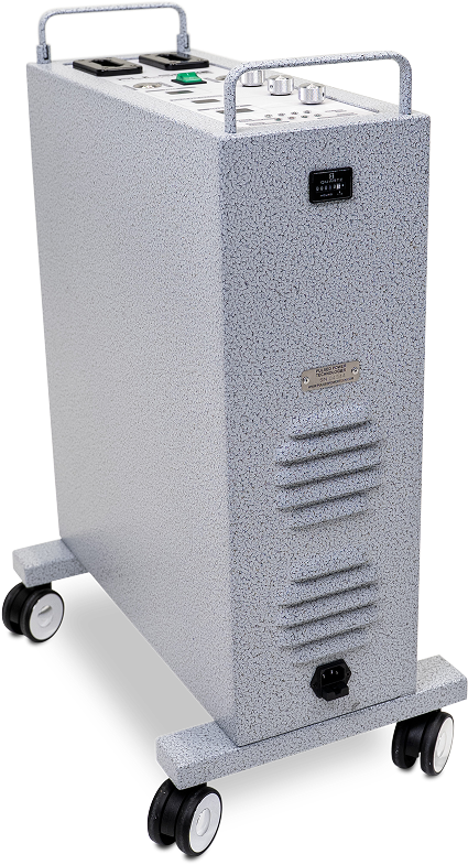 Pulse XL Pro machine — pearl-white crackle chassis on polished casters
